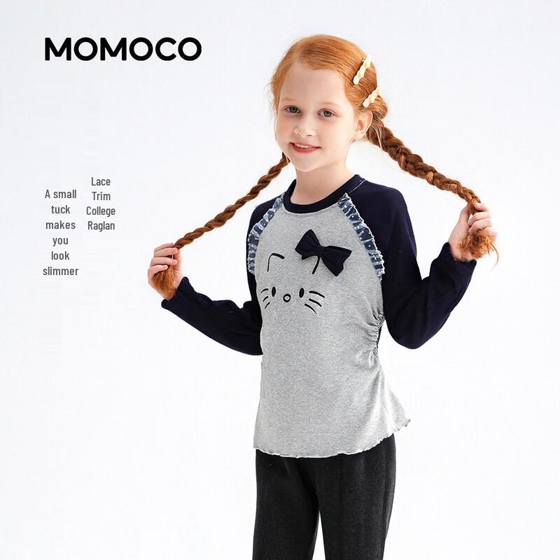 

MOMOCO Girls Color-Block Raglan Sleeve Long Sleeve T-Shirt 140