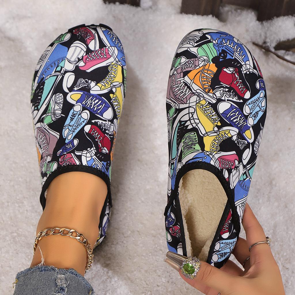 Fashion Women Slippers Winter New Fashion Luxury Print Style Moccasin Women Slippers Warm Comfortable Breathable Slip-on Slides Women