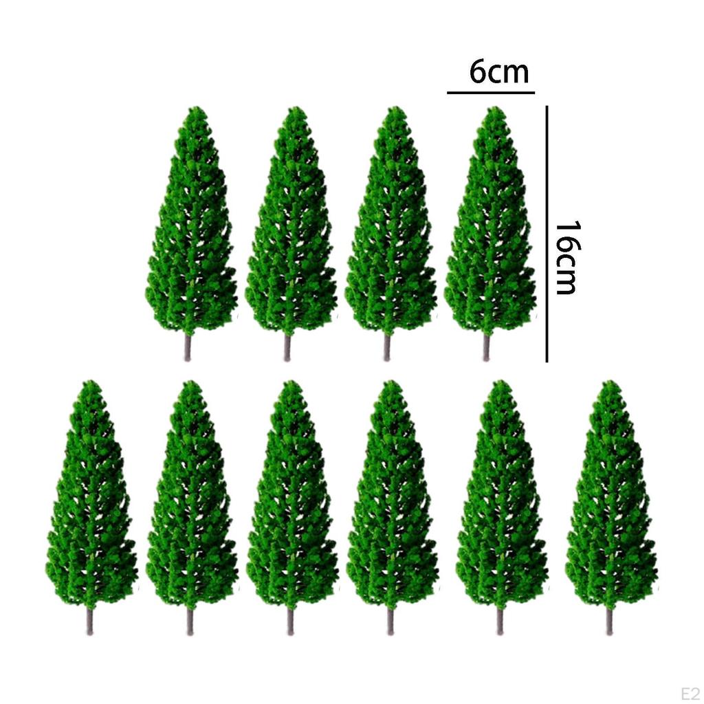 10 bucăți model copaci verzi ornament ornament joc de prefătură jucărie scară cale ferată grădina zânelor