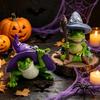 Small Gothic Window Sill Ornament Witch Frog Ornaments, Resin Magic Wizard Figurine, Micro-landscape Miniature Compact Halloween Desk Sculpture Statue