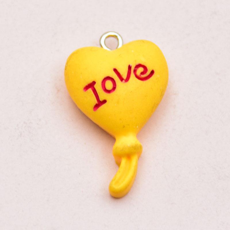 Colorful Resin Heart Balloon Keychain Pendant - DIY Jewelry Accessory