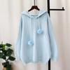 Hooded soft waxy knitted sweater top autumn and winter new loose milk fufu lazy wind sweater pullover woman
