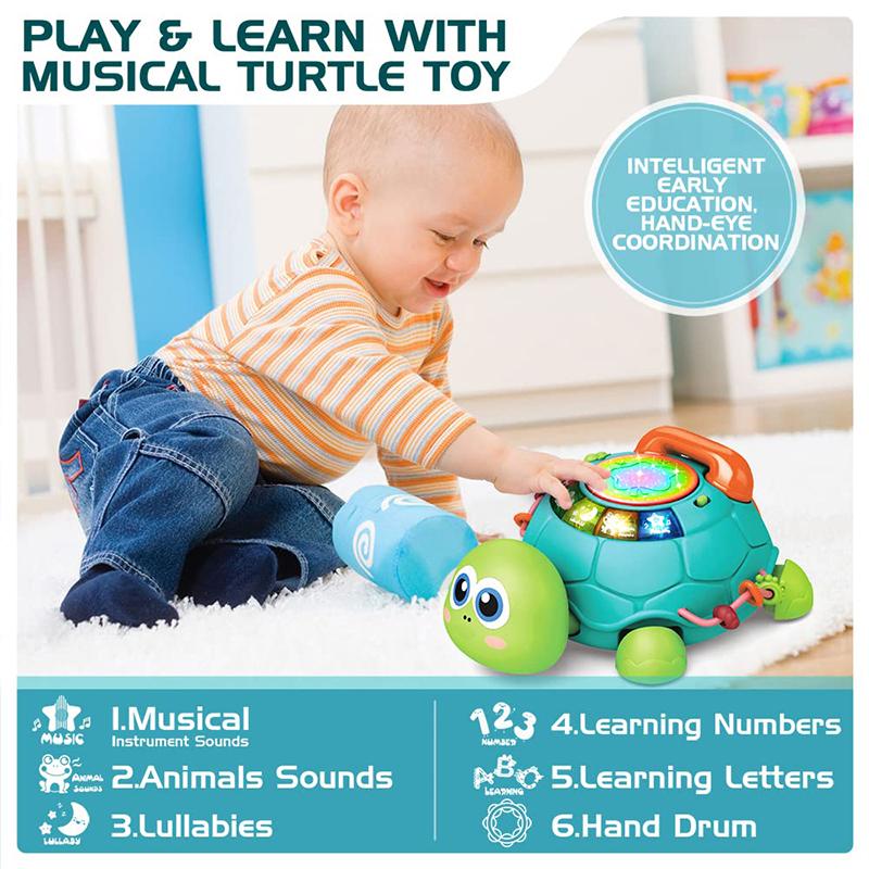 Non-Toxic Baby Toys 6-18 Months Music Turtle Crawling Light Sound Music Toy Children Early Learning Educational Toys Infant Toddler Gifts