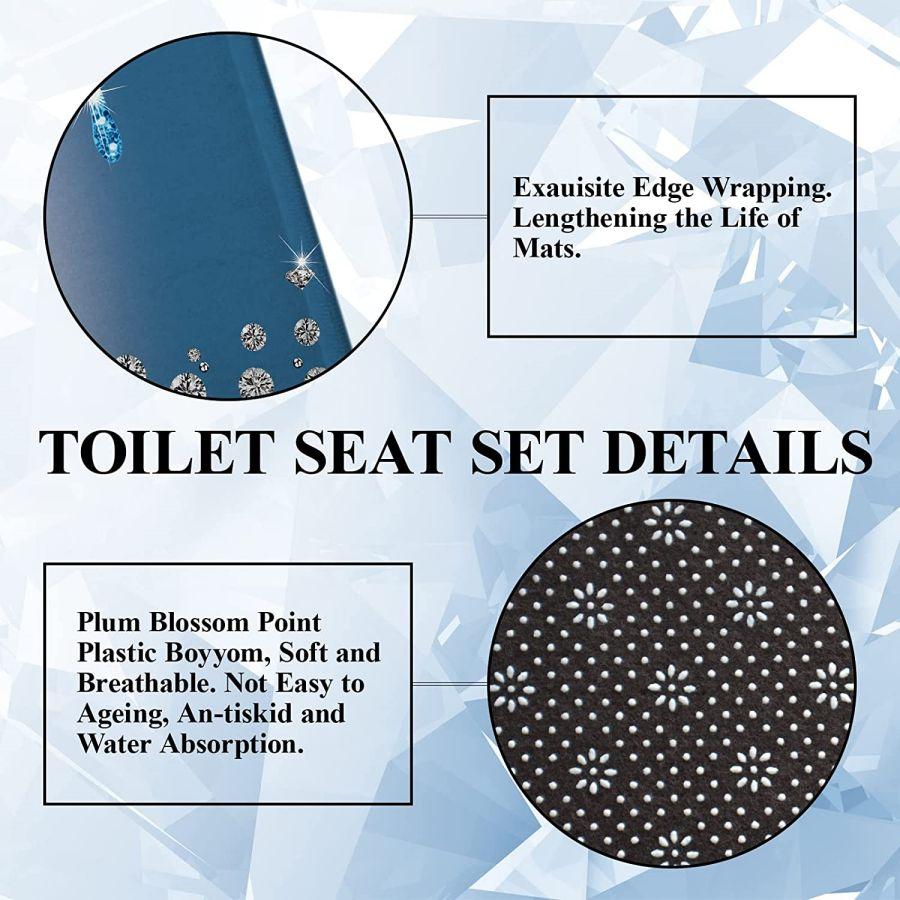 4Pcs Sparkling Diamond Shower Curtain Set, Shiny Bathroom Trim, Carpet And Toilet Seat,Burgundy Luxury Textured Colorful
