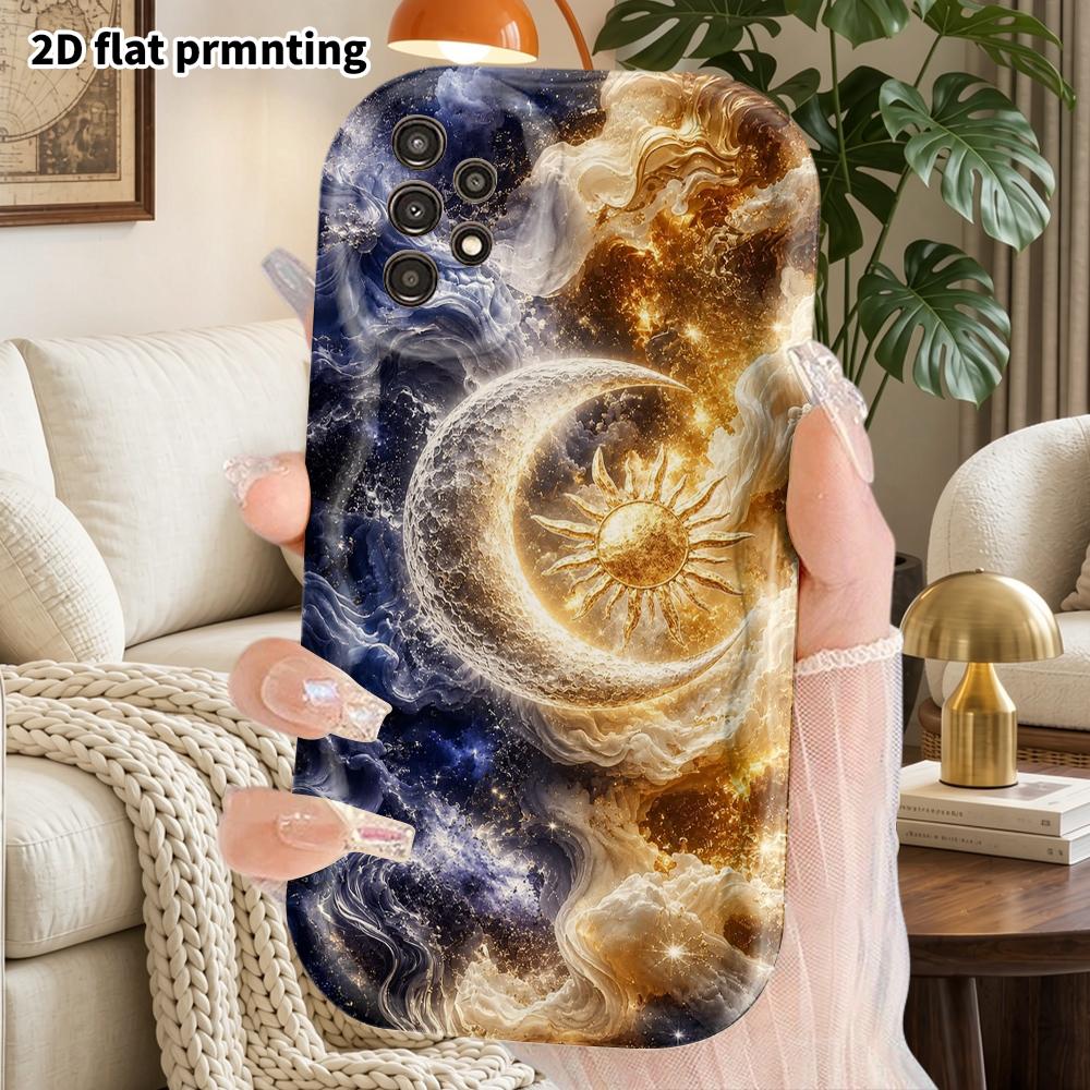 Phone Case: 2D Flat Samsung Galaxy A34 A35 M05 M06 S20 S22 S21 FE Plus 5G Protective Case, Couple Style, Cloud Moon Gazing, Christmas and Halloween Gi