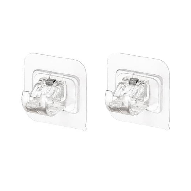 Curtain Rod Clip Self Adhesive Hooks Punch-free Curtain Rod Clip Hook Window Curtains Wall Hanging Holder Household Accessories