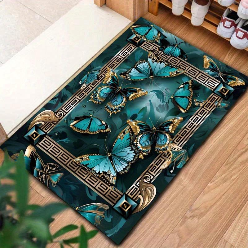 Schmetterlings Teppich Samt Flanell Bedruckte Bodenmatte Elegantes Design Dekorteppich Eingangsbereich Heimdekoration