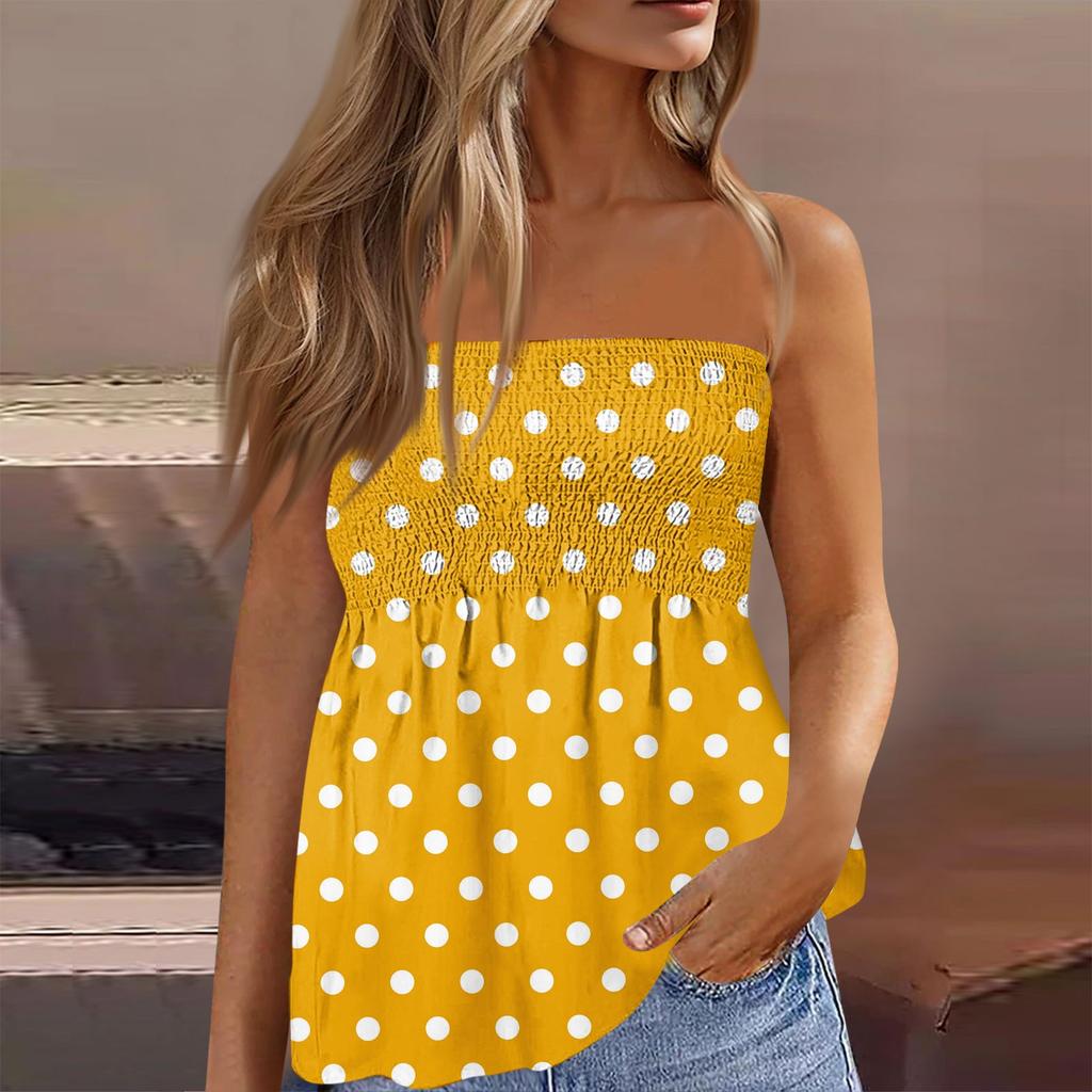 Womens Tops Dressy Casual Sleeveless Blouse Tube Tops For Women,Cute Sexy Off Shoulder Print Sleeveless T-Shirt