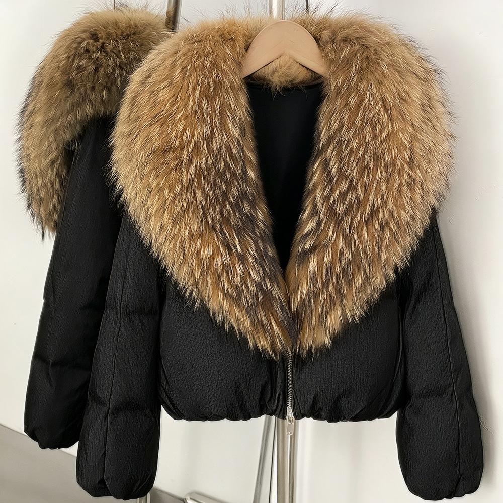 European and American winter new natural real fox hair duck down jacket short stand-up collar thickened warm jacket