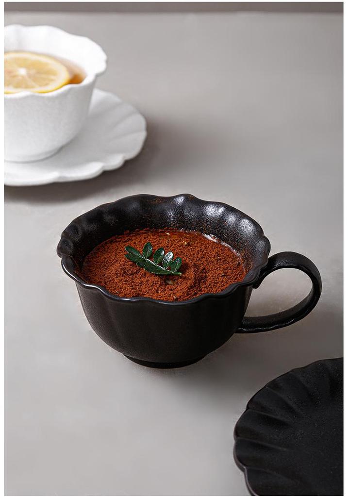 Wabi-Sabi Ceramic Coffee Cup & Saucer Set: Exquisite, High-End Latte Cup Perfect for Afternoon Tea