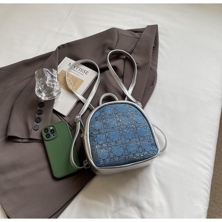 Schoolbag Summer Bag Women's Hand Underarm Pillow Bag 1011 New Rhombus Hot Diamond Denim Blue Shoulder Fashion Crossbody Bag