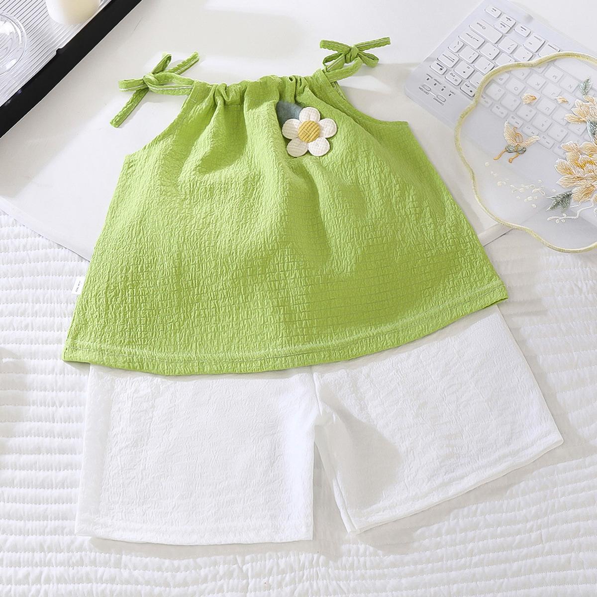 Girls Summer Floral Camisole And Shorts Set Two Piece Outfit Stylish Casual Kids Clothing 130cm