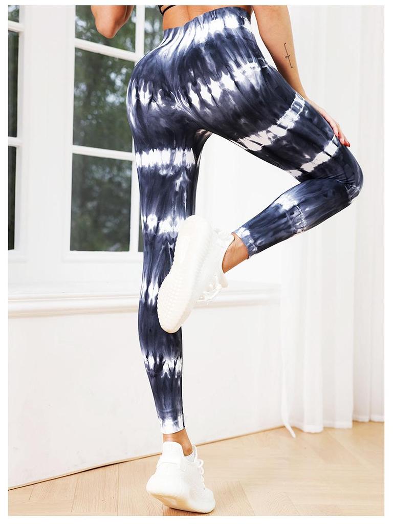 2025 Tie-Dye High Waist Women's Fitness Leggings - Nine-Point Peach Boost Yoga Pants