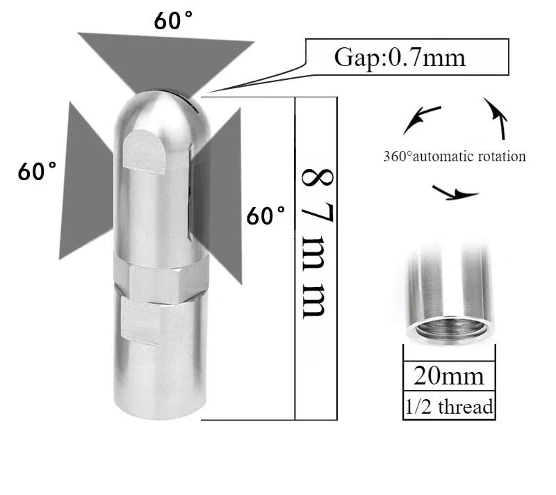 Stainless Steel 360 Degree Automatic Rotating Fan-shaped Nozzle Bottle Can Cleaning Industrial Spray Nozzle