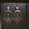 Bohemia Gold Color Stainless Steel Star and Moon Hollowed-out Moth Rose Quartz Round Bead Dangle Earrings for Women Jewelry Gift