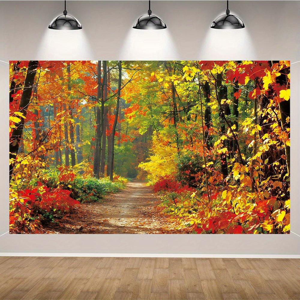 One Piece, Autumn Photography Background, Maple Forest Path Pattern Decoration, Birthday Cake Table, Farm Harvest Banner