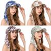 Baseballkappe mit floralem Print und Riemen, mit Schirm zum Umwickeln der Haare, Sommer-Kopftuchmütze, atmungsaktiv, vielseitig, Turbanmütze, für Alltagsoutfits