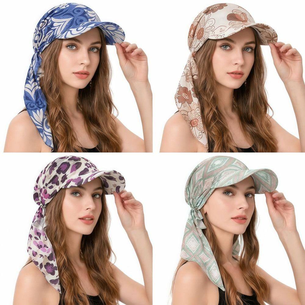 Baseballkappe mit floralem Print und Riemen, mit Schirm zum Umwickeln der Haare, Sommer-Kopftuchmütze, atmungsaktiv, vielseitig, Turbanmütze, für Alltagsoutfits