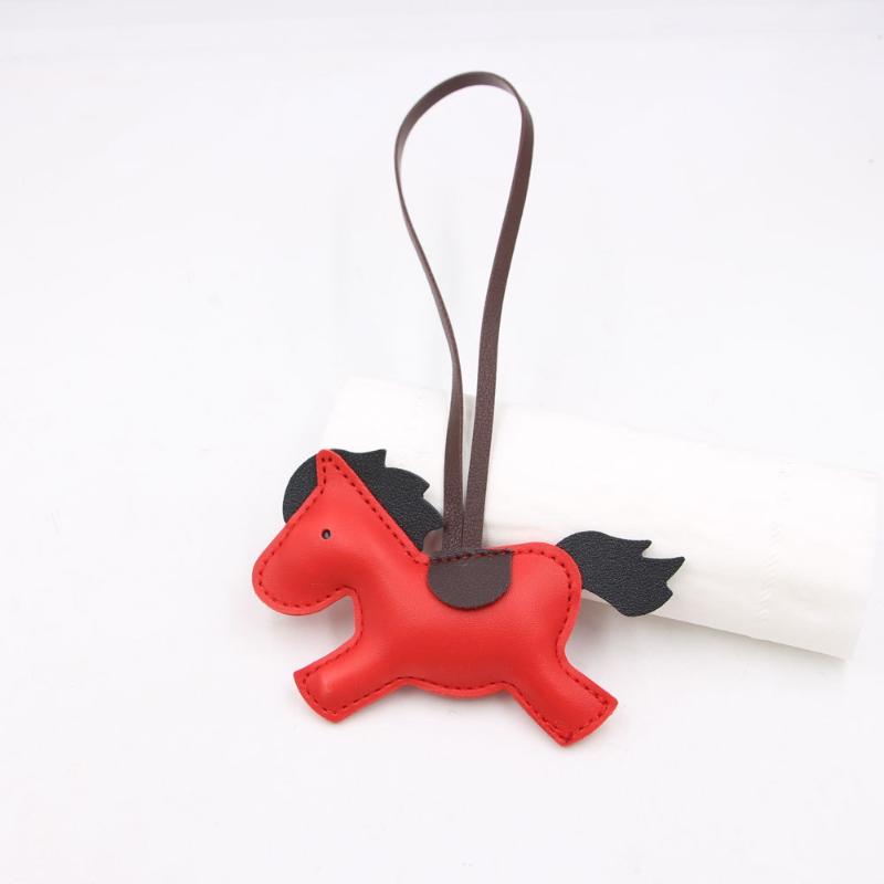 Pu Leather Horse Keychain With Strings Rope Fashion Bag Hanging Accessories Backpack Pendant Year Of The Horse Gift