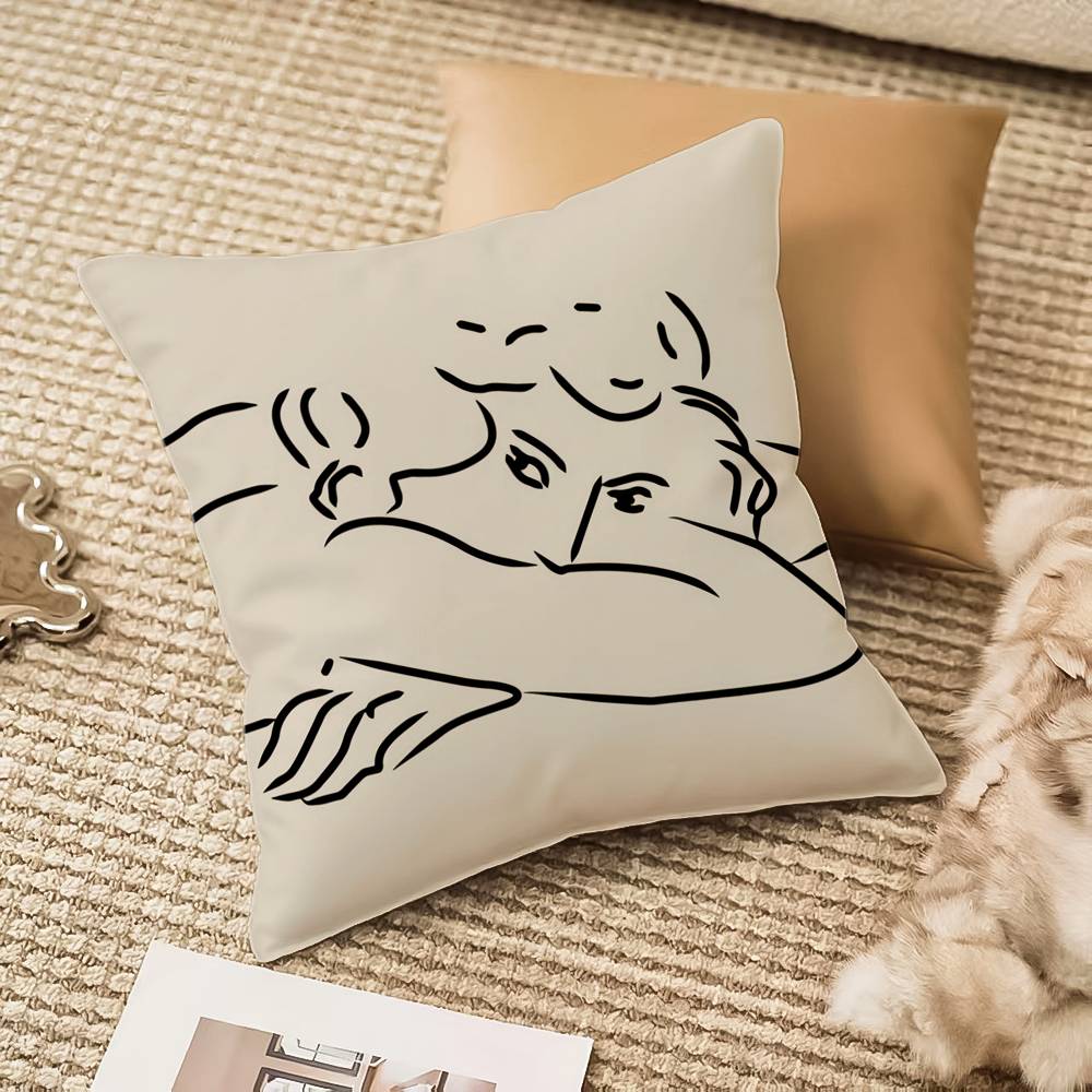 

Abstract Matisse Lines Girl Pillow Case Anti-dustmite Invisible zipper Sofa Bed 12x12Inch