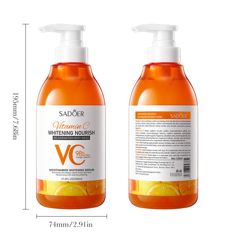Vitamin C Body Wash 520g SADOER Whitening Moisturizing Cleansing Body Wash