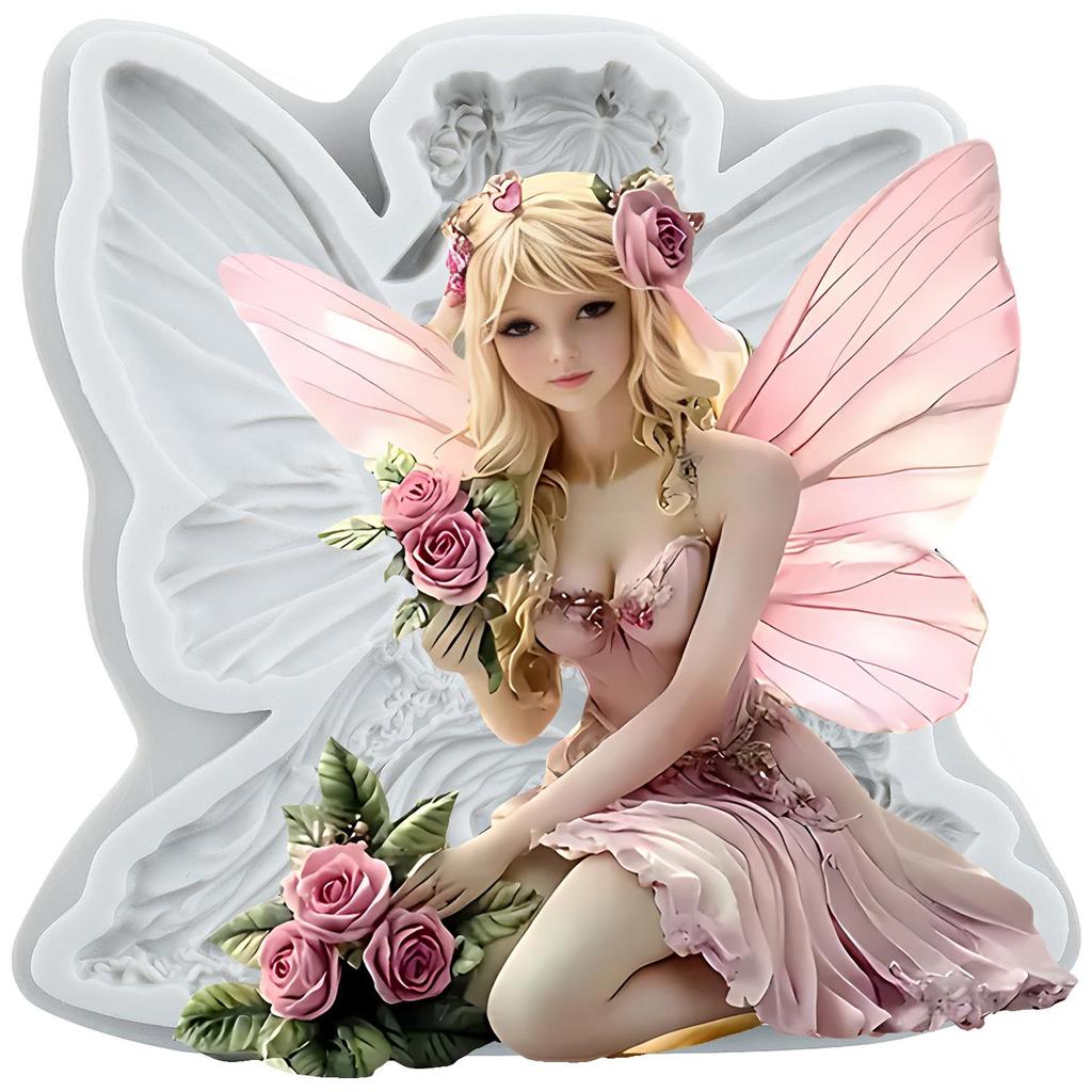 Flower Fairy Silicone Mold Angel Fondant Molds Cake Decorating Tools Cupcake Topper Candy Sugar Craft Gum Paste Polymer Clay