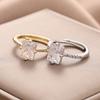 Fashion Engagement Ring Princess Cut Diamond  Band Jewellery Ultra-Sparkling Zirconia Open-Back Ring
