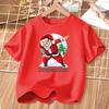 Santa Claus Short Sleeved Shirt for Children Christmas Party T-shirt Boys and Girls Cotton Tops 3-14T