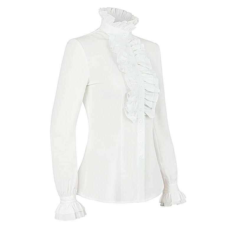 2023 New European and American Women's Pleated Shirt Medieval Clothing Steampunk Victorian Top Inner Layer