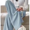 Summer Bubble Milk Puff Cloud Pants Women High Waist Draped Narrow Straight Casual Pants Cloud Puff Wide Leg Pants