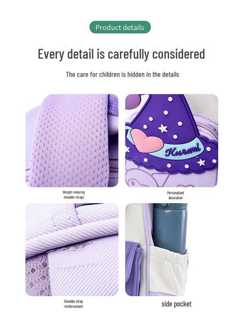 Kuromi Lightweight Cartoon Backpack for Girls - Cute, Weight-Reducing, Ideal for Kindergarteners