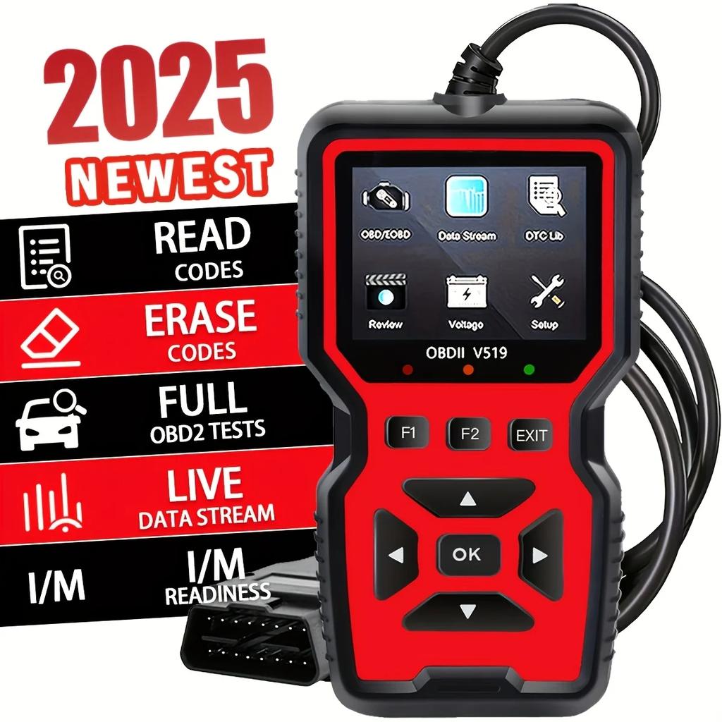 V519 Pro OBD2 Scanner: Live-Daten & Motorleuchten-Diagnose | Batterieloser Code-Leser mit DLC-Stromversorgung, CAN/KWP2000-Protokollen