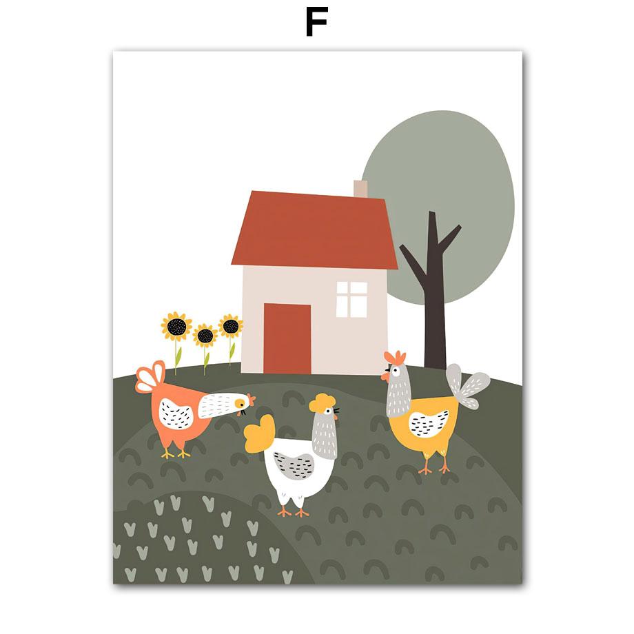 

Свинья, корова, лошадь, курица, кабина трактора, детская настенная живопись на холсте, постеры с животными, принты, фотографии, декор для детской комнаты A4 21X30cm No Framed