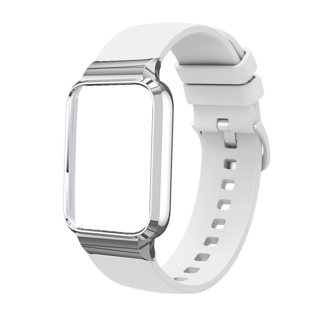 Compatible with Xiaomi Band 10 Pro Metal Frame: Standard Version Silicone Watch Strap with Flat Buckle in Matching Color.