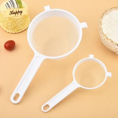 1Pcs Plastic Fine Mesh Spoon Strainer Kitchen Nut Milk Filter Flour Sieve With Handle Soy Milk Coffee Filter Colanders Tools
