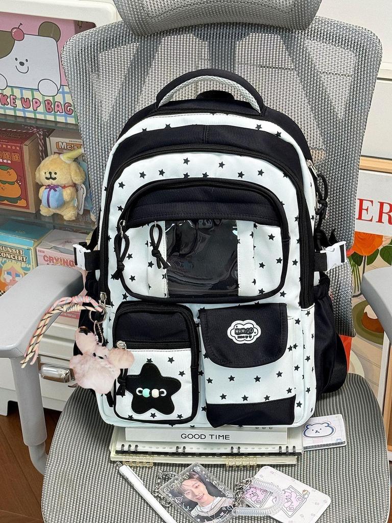 Schoolbag New Fresh and Sweet High-value Backpack Female Dopamine Transparent Pain Bag Japanese Junior High School Students Backpack Female