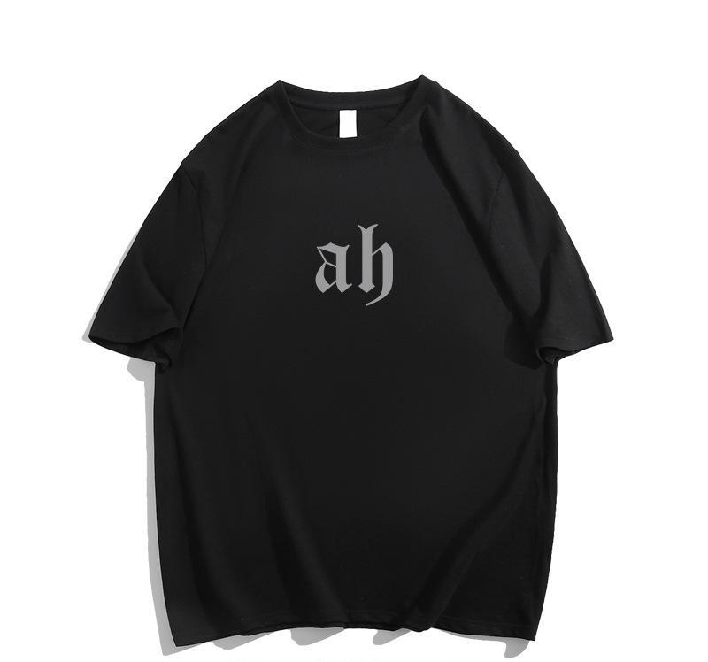 

American retro loose large size black short-sleeved T-shirt women s spring and summer pure cotton trendy high street couple s round neck top m (recommended 80-100) чёрный