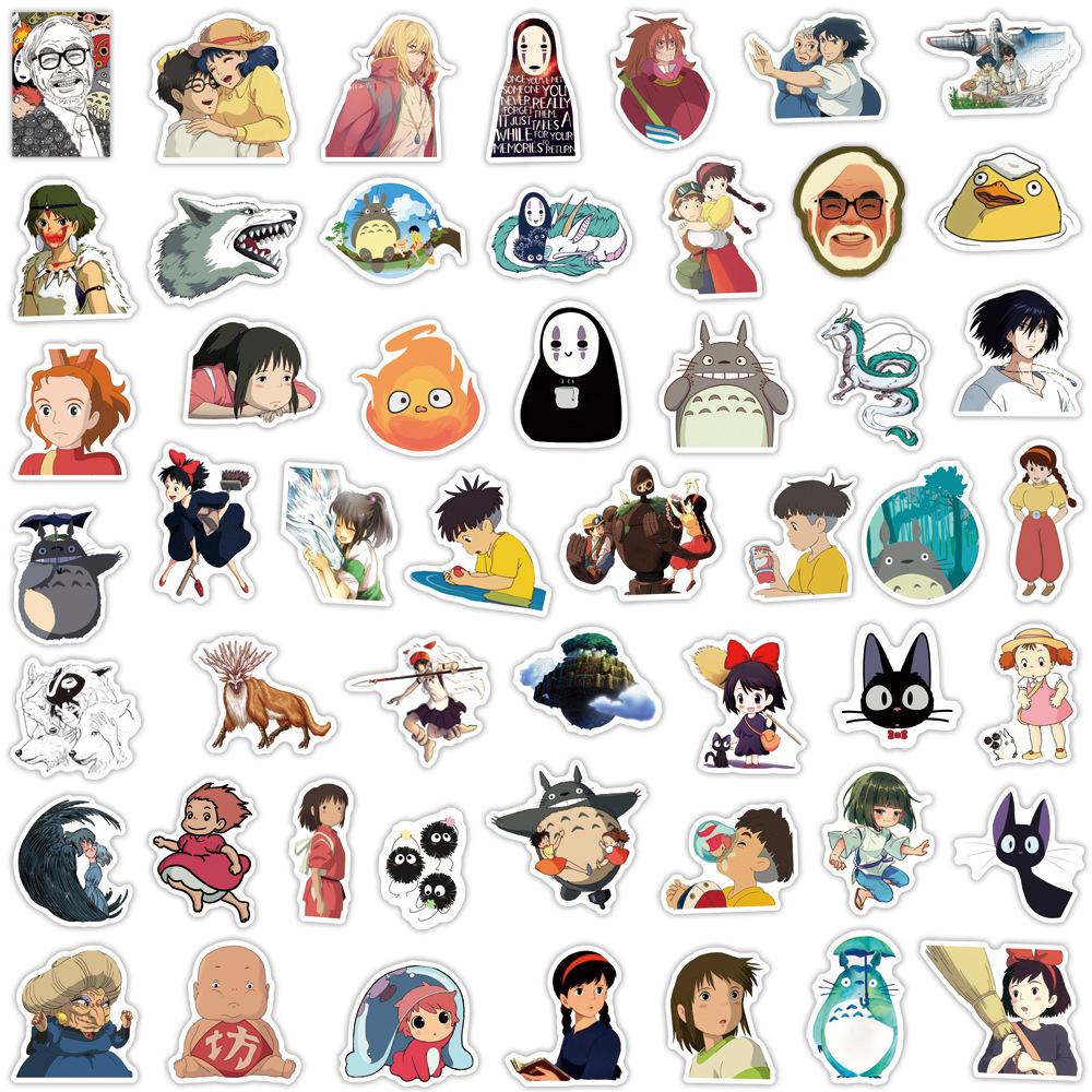 100Pcs Cartoon Bright Ghibli Hayao Miyazaki Stickers Totoro Elfs Decals For Phone Laptop Suitcase Notebook Waterproof Stickers
