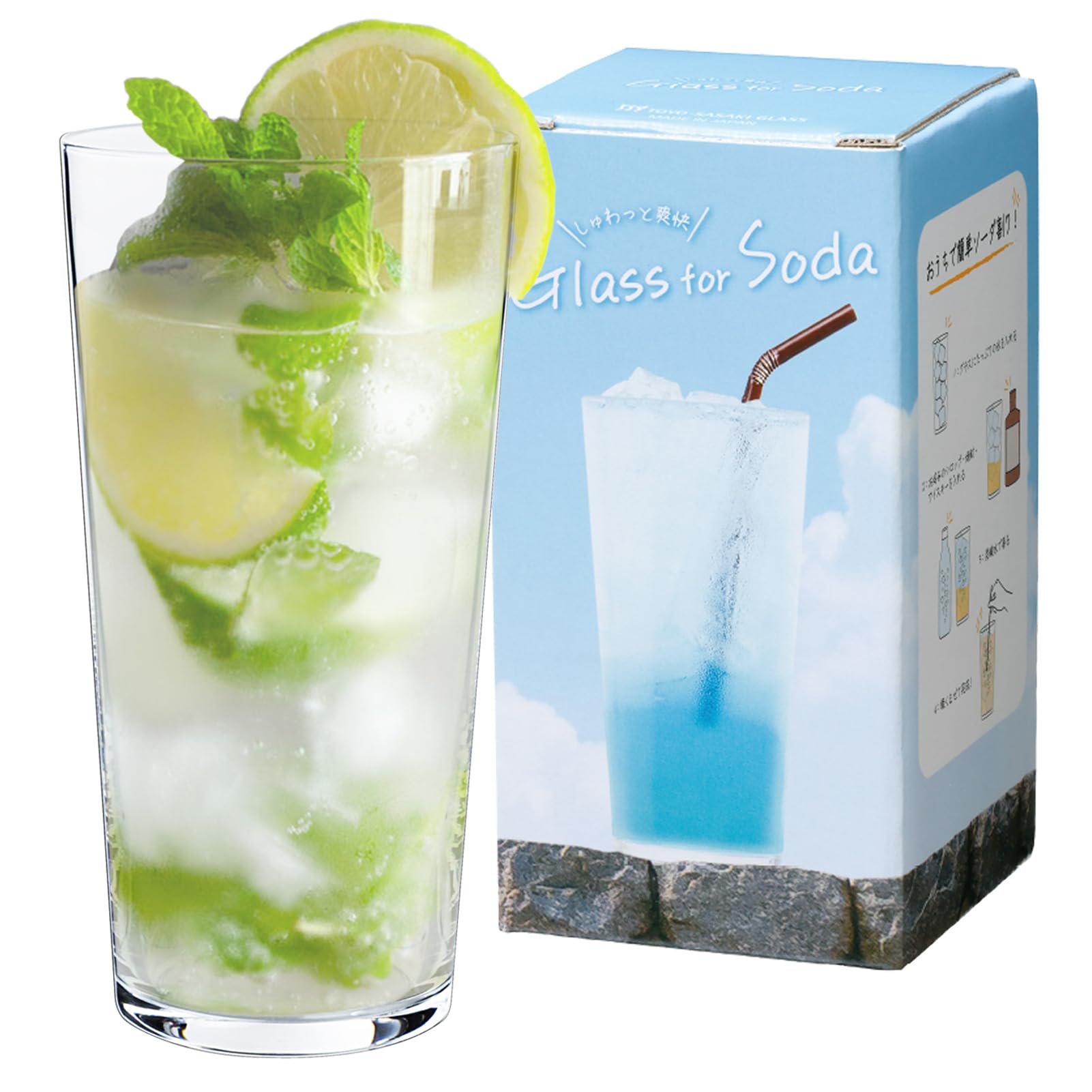 

Стакан Toyo Sasaki Glass Стакан для содовой 420 мл Набор из 48 штук Сделано в Японии Можно мыть в посудомоечной машине Награда за хороший дизайн Стеклянный стакан Пивной стакан Стакан для хайбола Стакан для сауэра