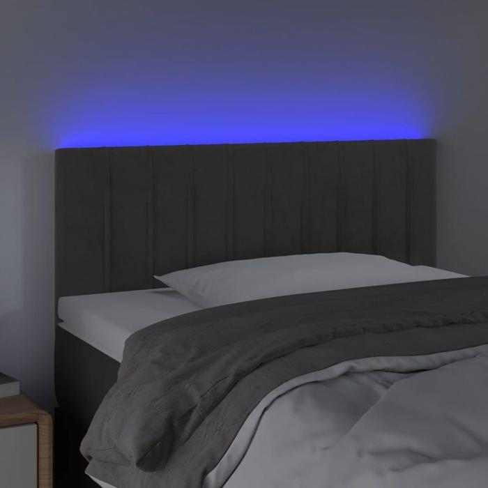 VidaXL Tête de Lit à LED Meuble de Chambre à Coucher Accessoire de Lit Simple Tête de Cadre de Lit Intérieur Gris Foncé 3121887