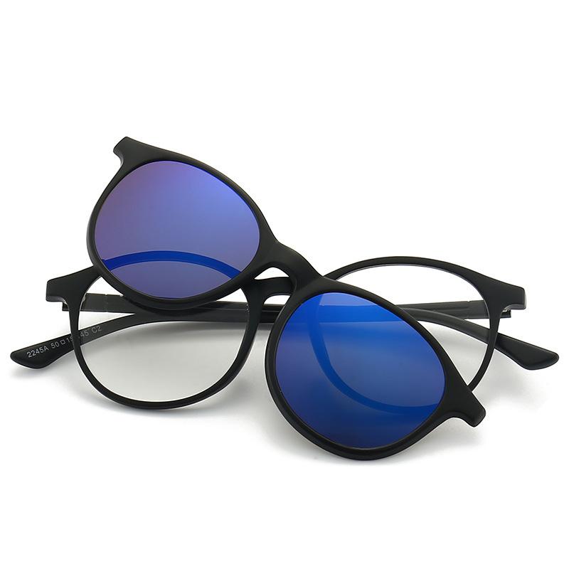 Myopia Glasses Sunglasses Magnet Clip Prescription -0.5 To -10 Round TR90 Frame Blue Ray Blocking Nearsighted Astigmatism