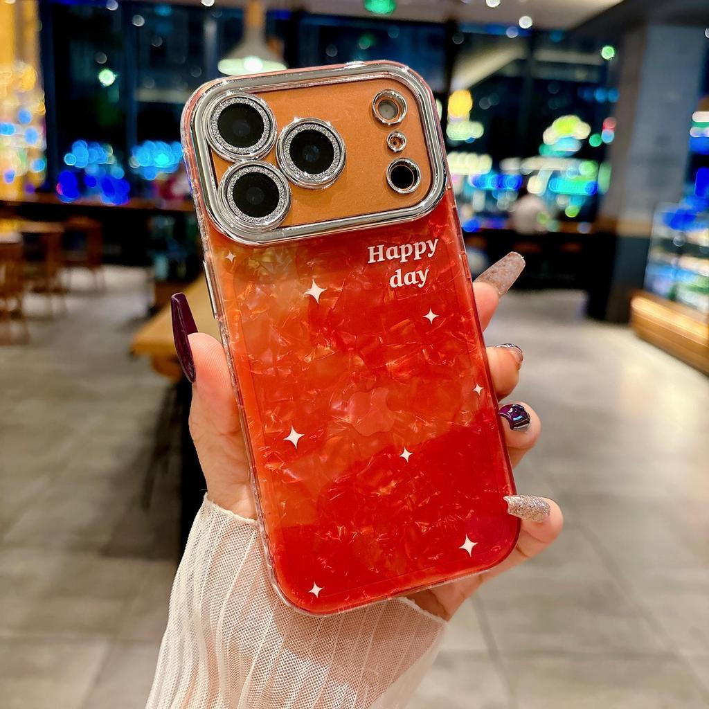 Premium Gradient Orange Lens Film Phone Case for iPhone 16/17 Pro Max (Women's Edition)