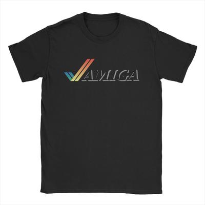 T-shirt décontracté Amiga pour hommes, col rond, manches courtes, haut, t-shirt Commodore 64 C64 ordinateur rétro geek nerd coton été haut t-shirt