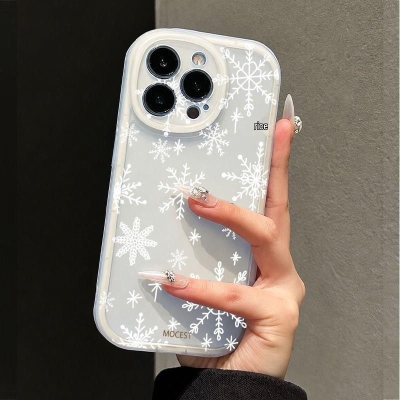 Full Screen Snowflake Apple iPhone 12-15 & XS/XR Pro Max Silicone Case