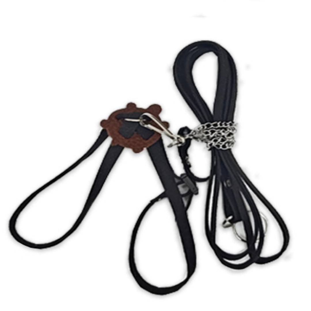 

Кожаный ремень для управления прогулкой черепахи/черепахи, веревка, нагрудный воротник L чёрный