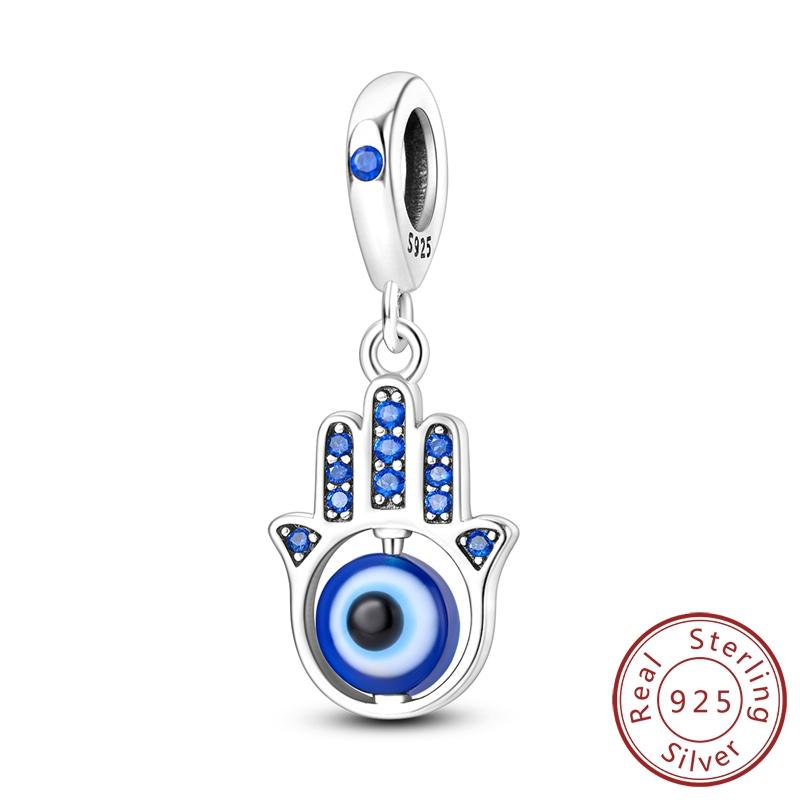 Blue Copper Charms Beads Rotating Demon Eye Palm Moon Starry Sky Charms Fit Original Pendant Bracelet Women Jewelry
