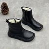 Johnature Genuine Leather Warm Cotton Boots Thick Soled Comfortable Side Zipper Women's Short Boots