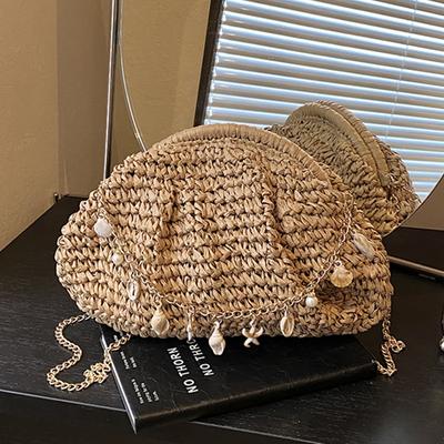 Nowa Pleciona Torba ze Słomy Raffia Modne Damskie Kopertówki Letnie Damskie Torby na Ramię Crossbody Ręcznie Robiona Torebka Portfel Torby Plażowe