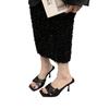 Summer new niche high-end cool slippers outer wear thin heel sequined high-heeled sandals women's shoes