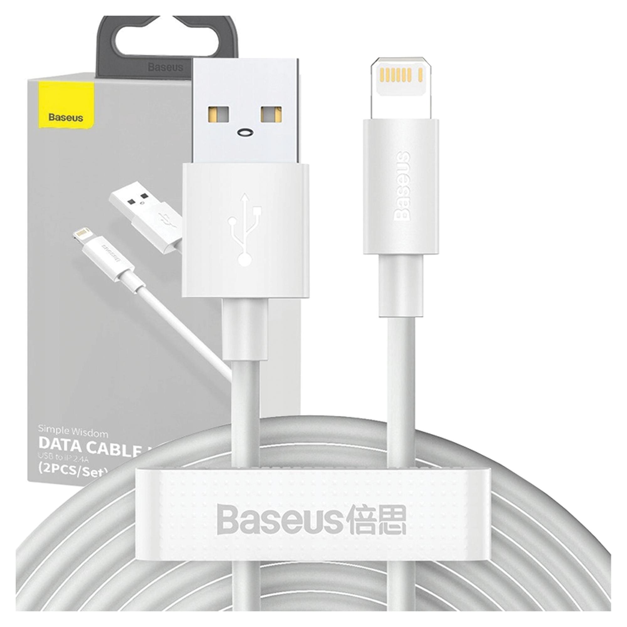 Cavo USB per Lightning Baseus Simple Wisdom, 2.4A, 1.5M (Bianco) 2pz.